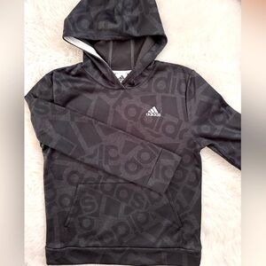 Adidas Black and Grey Tech Fleece Hoodie Boys Size Large 14-16